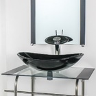 Gabinete De Vidro Para Banheiro Inox 70cm Cuba Oval Preto