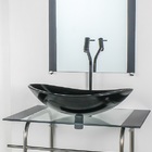 Gabinete De Vidro Para Banheiro Inox 70cm Cuba Oval Preto