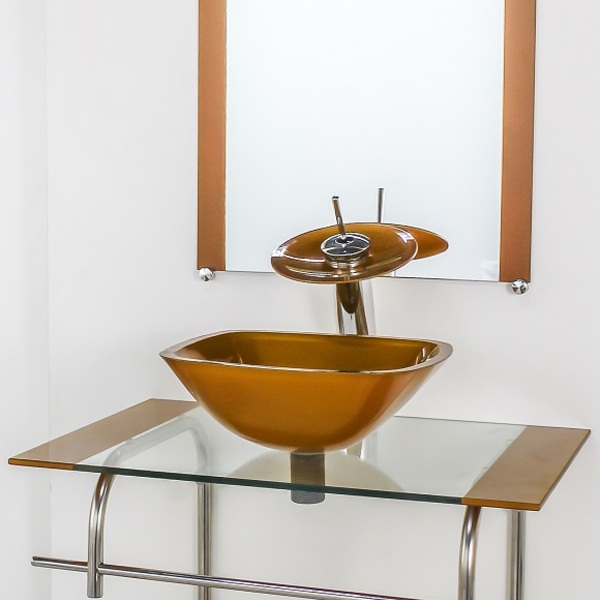 Gabinete De Vidro Para Banheiro Inox 70cm Cuba Quadrada Cqp D