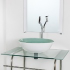 Gabinete De Vidro Para Banheiro Inox 70cm Cuba Redonda Branco