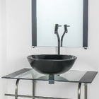 Gabinete De Vidro Para Banheiro Inox 70cm Cuba Redonda Preto