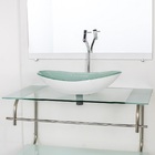 Gabinete De Vidro Para Banheiro Inox 80cm Cuba Oval Branco