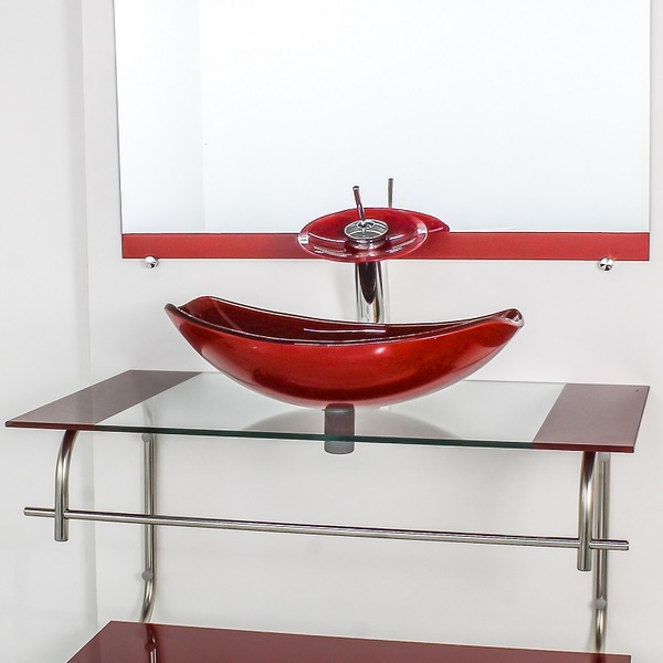 Gabinete De Vidro Para Banheiro Inox 80cm Cuba Oval Chanfrada