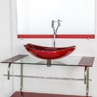 Gabinete De Vidro Para Banheiro Inox 80cm Cuba Oval Chanfrada