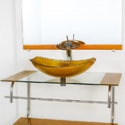 Gabinete De Vidro Para Banheiro Inox 80cm Cuba Oval Chanfrada