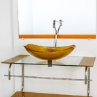 Gabinete De Vidro Para Banheiro Inox 80cm Cuba Oval Chanfrada