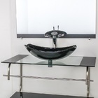 Gabinete De Vidro Para Banheiro Inox 80cm Cuba Oval Chanfrada