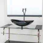 Gabinete De Vidro Para Banheiro Inox 80cm Cuba Oval Preto