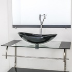 Gabinete De Vidro Para Banheiro Inox 80cm Cuba Oval Preto