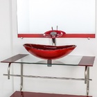 Gabinete De Vidro Para Banheiro Inox 80cm Cuba Oval Vermelho