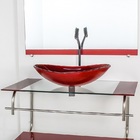 Gabinete De Vidro Para Banheiro Inox 80cm Cuba Oval Vermelho