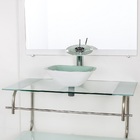 Gabinete De Vidro Para Banheiro Inox 80cm Cuba Quadrada Cqp B