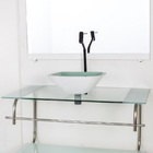 Gabinete De Vidro Para Banheiro Inox 80cm Cuba Quadrada Cqp B