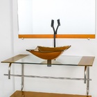 Gabinete De Vidro Para Banheiro Inox 80cm Cuba Quadrada Doura