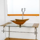 Gabinete De Vidro Para Banheiro Inox 80cm Cuba Quadrada Doura