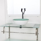 Gabinete De Vidro Para Banheiro Inox 80cm Cuba Redonda Branco