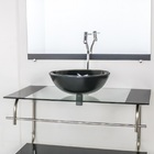 Gabinete De Vidro Para Banheiro Inox 80cm Cuba Redonda Preto
