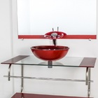 Gabinete De Vidro Para Banheiro Inox 80cm Cuba Redonda Vermel