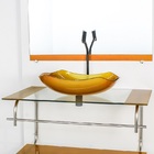 Gabinete De Vidro Para Banheiro Inox 90cm Cuba Abaulada Doura