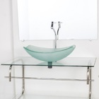 Gabinete De Vidro Para Banheiro Inox 90cm Cuba Oval Chanfrada