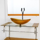 Gabinete De Vidro Para Banheiro Inox 90cm Cuba Oval Dourado R