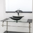 Gabinete De Vidro Para Banheiro Inox 90cm Cuba Quadrada Preto