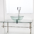 Gabinete De Vidro Para Banheiro Inox 90cm Cuba Redonda Incolor