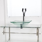 Gabinete De Vidro Para Banheiro Inox 90cm Cuba Retangular Inc