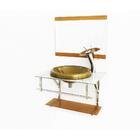 Gabinete De Vidro Para Banheiro Iq 60cm Inox Com Cuba Chapeu