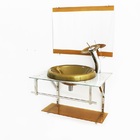 Gabinete De Vidro Para Banheiro Iq 60cm Inox Com Cuba Chapeu