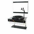 Gabinete De Vidro Para Banheiro Iqx 60cm Inox Com Cuba Chapeu