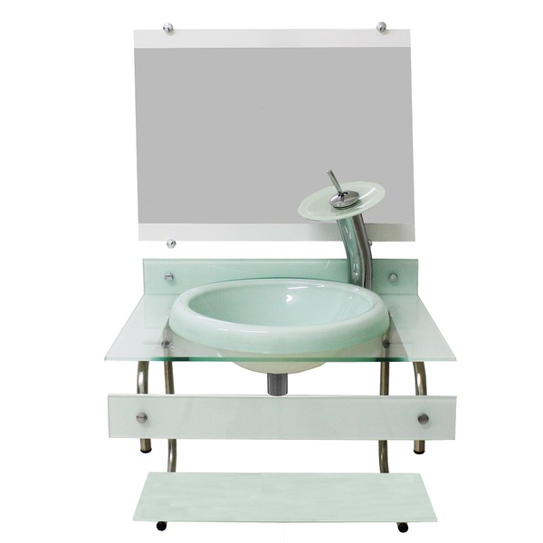 Gabinete De Vidro Para Banheiro Itxx 60cm Inox + Torneira Ibi