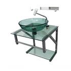 Gabinete De Vidro Verde 40cm Ac Com Cuba Redonda