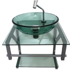 Gabinete De Vidro Verde 40cm Ac Com Cuba Redonda