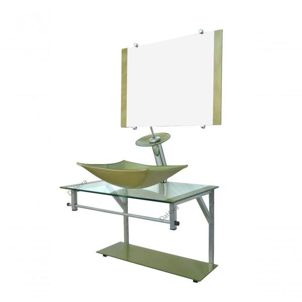 Gabinete Dourado 60cm De Vidro + Torneira Cascata Cq34dahora