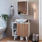 Gabinete E Armario Com Espelho Para Banheiro B95 Novam