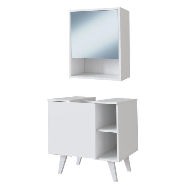 Gabinete E Armario Com Espelho Para Banheiro B95 Novam