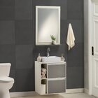 Gabinete E Espelheira 80cm  Plena Premium Elite Chumbo/branco