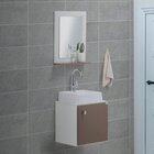 Gabinete E Espelho Suspenso 40cm   Meu Canto Bronze/branco