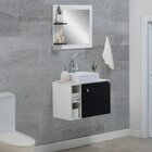 Gabinete E Espelho Suspenso 60cm   Meu Canto Preto/ Branco