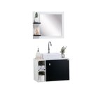 Gabinete E Espelho Suspenso 60cm   Meu Canto Preto/ Branco