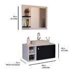 Gabinete E Espelho Suspenso 60cm   Meu Canto Preto/ Branco