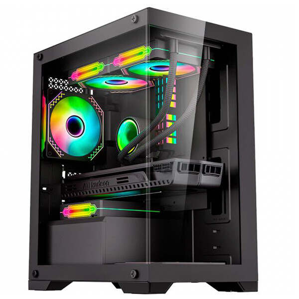 Gabinete Gamer K-mex Poseidon Preto Vidro Temperado Sem Fan M