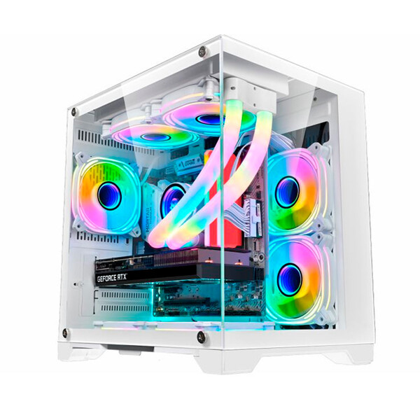 Gabinete Gamer K-mex Space Aqua Branco Vidro Temperado Mid To
