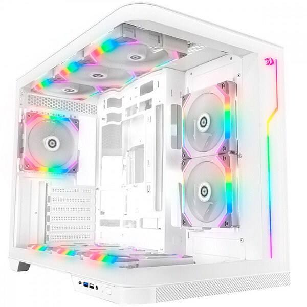 Gabinete Gamer Redragon Wideload Extreme Rgb Branco Vidro Cur