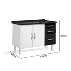 Gabinete Ideal Prime De Aço Para Cozinha C/ 3 Gavetas 1,20 -