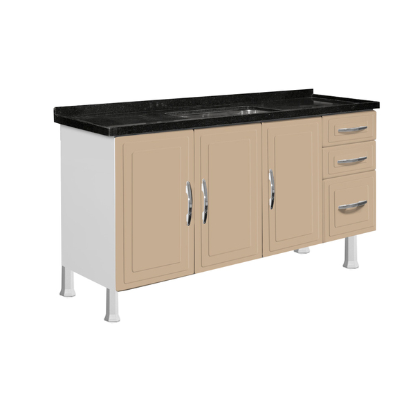 Gabinete Ideal Prime De Aço Para Cozinha C/ 3 Gavetas 1,50 -
