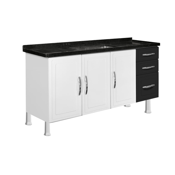 Gabinete Ideal Prime De Aço Para Cozinha C/ 3 Gavetas 1,50 -