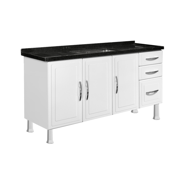 Gabinete Ideal Prime De Aço Para Cozinha C/ 3 Gavetas 1,50 -