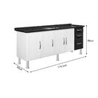 Gabinete Ideal Prime De Aço Para Cozinha C/ 3 Gavetas 1,80 -